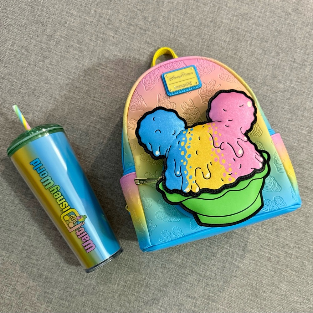 Disney Park Mickey Snow Cone Loungefly Backpack and Tumbler